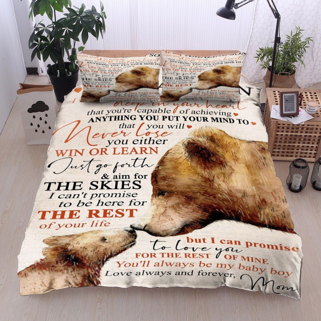 Bear Family To My Amazing Son Mom Bedding Set