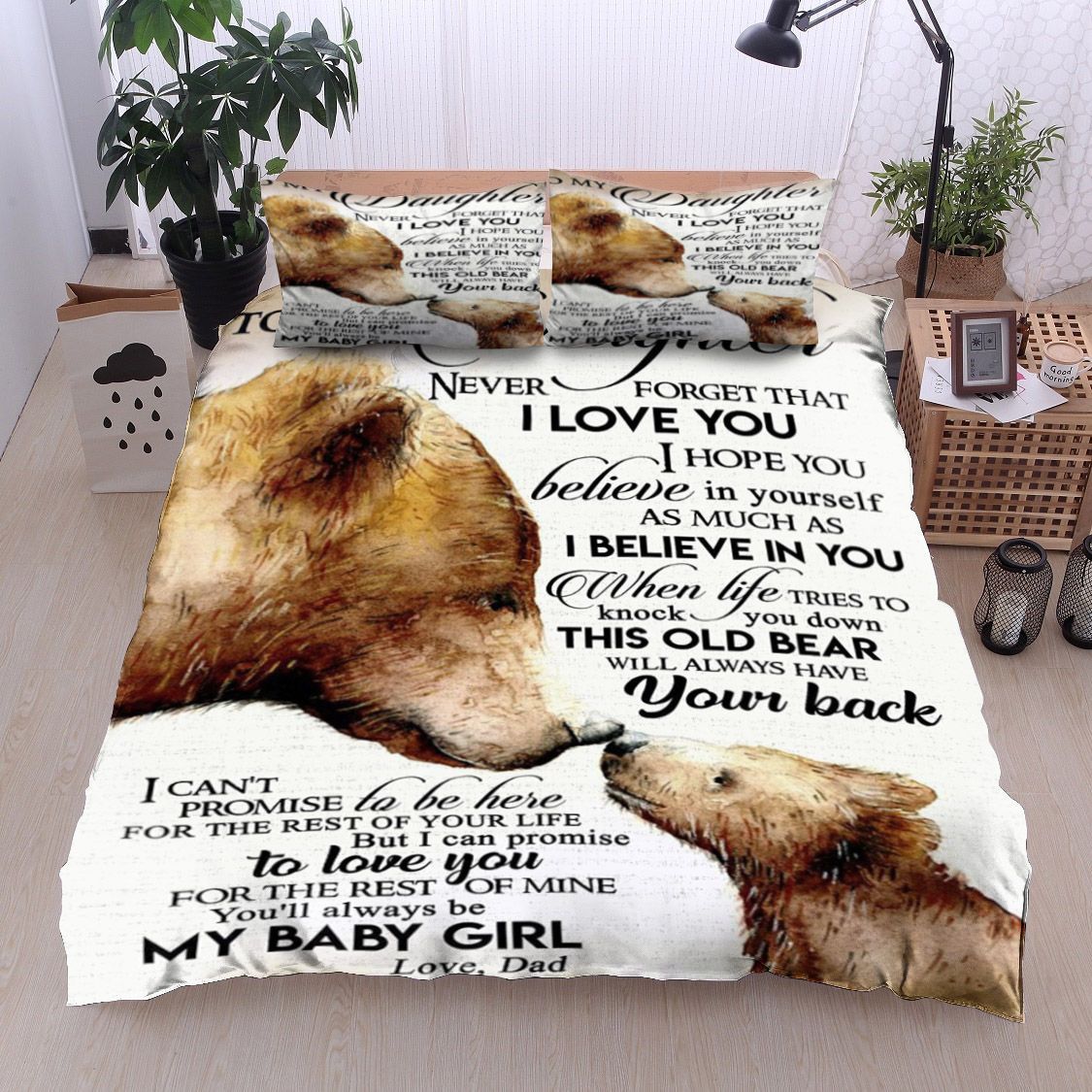 Bear Family To My Daughter Love Dad Bedding Set