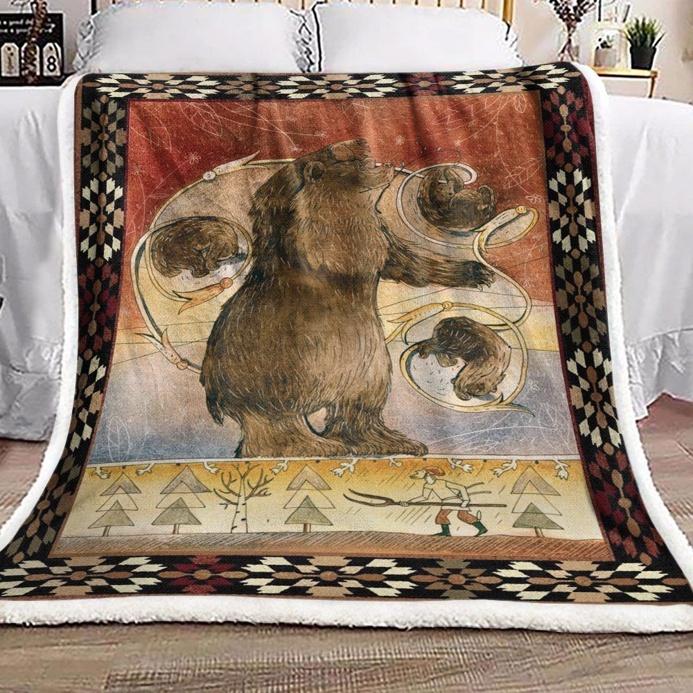 Bear Hunting Sherpa Fleece Blanket
