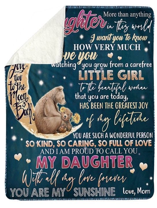 Bear Mom To Daughter Sherpa Fleece Blanket