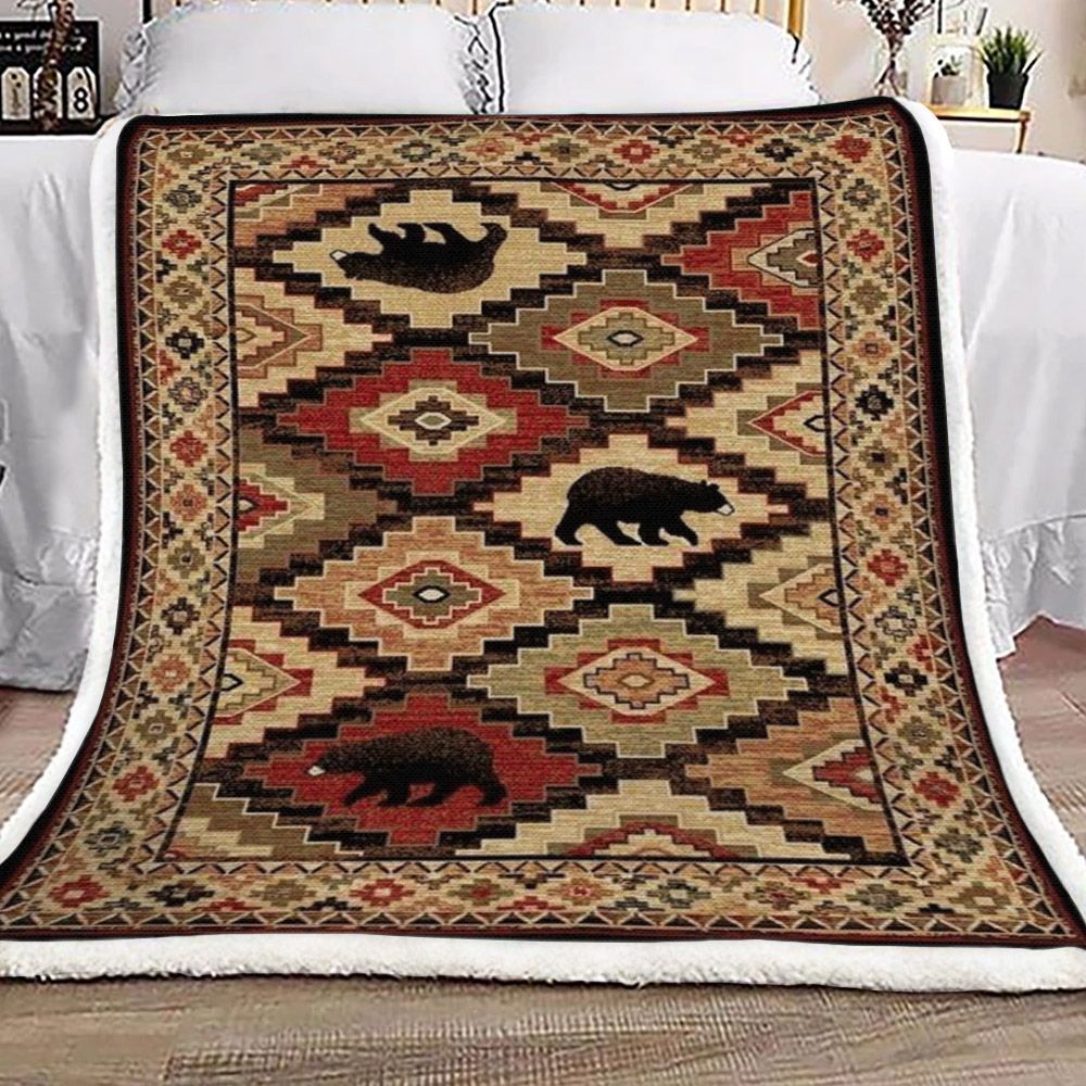 Bear Native american Sherpa Fleece