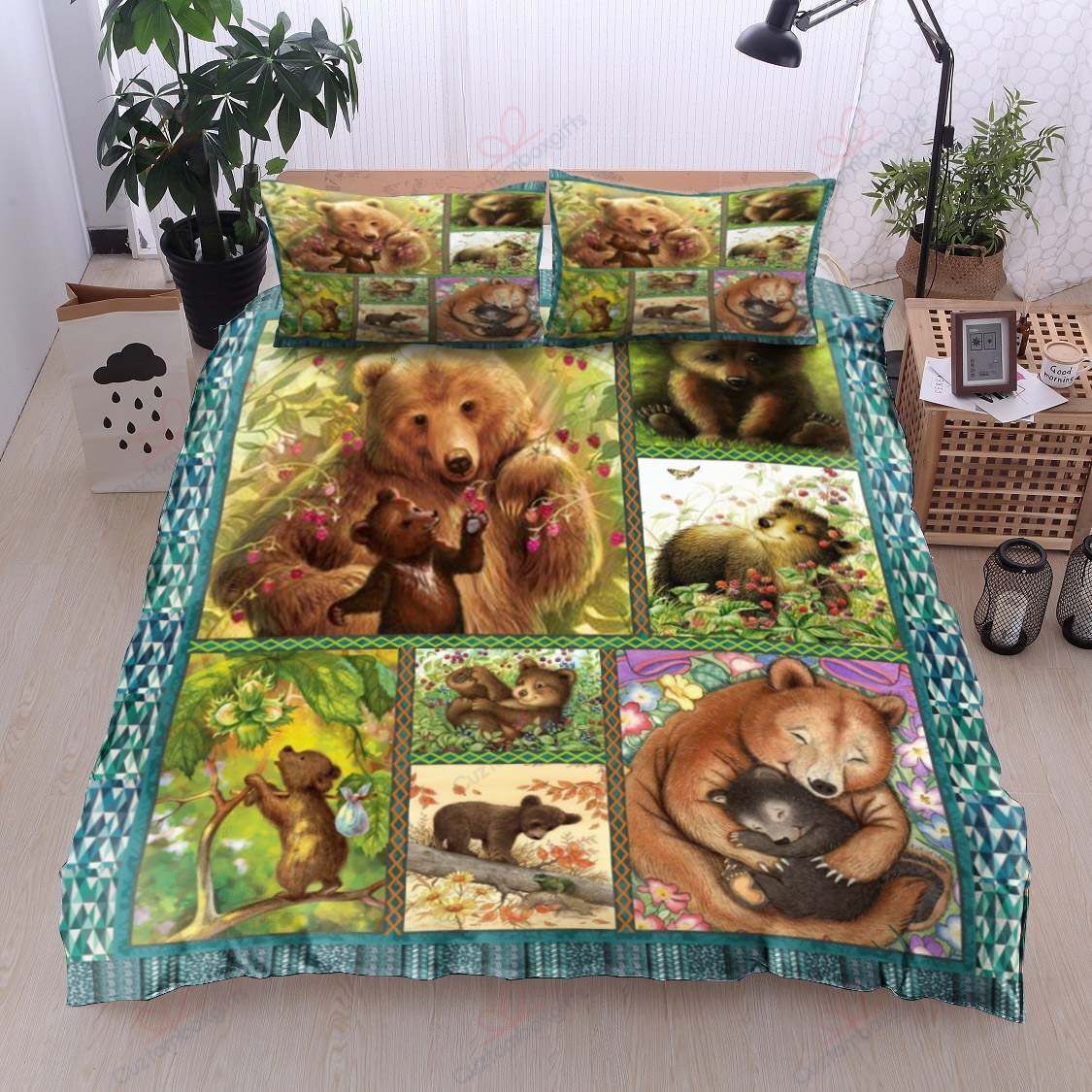 Bear Playing With Little Bear Bedding Set