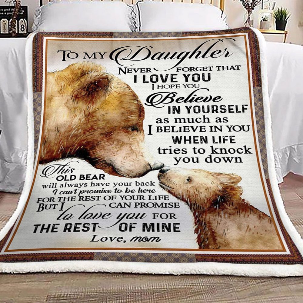 Bear To My Daughter Sherpa Fleece Blanket