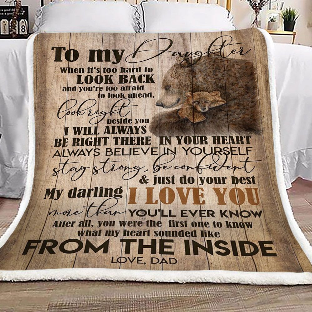 Bear To My Daughter Love Dad Sherpa Fleece Blanket