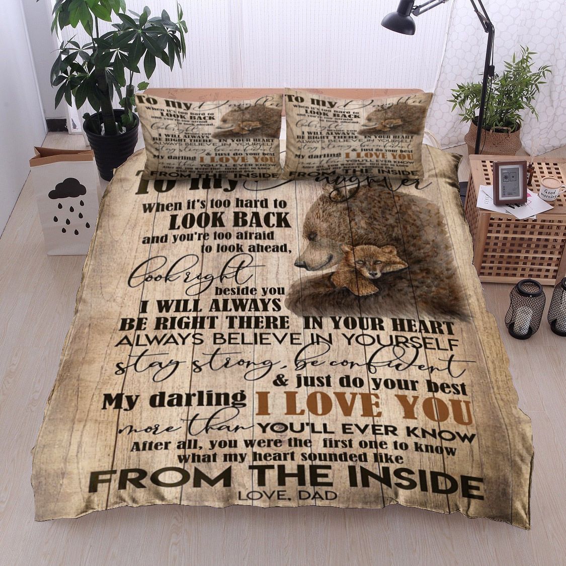 Bear To My Daughter Love Dad Bedding Set