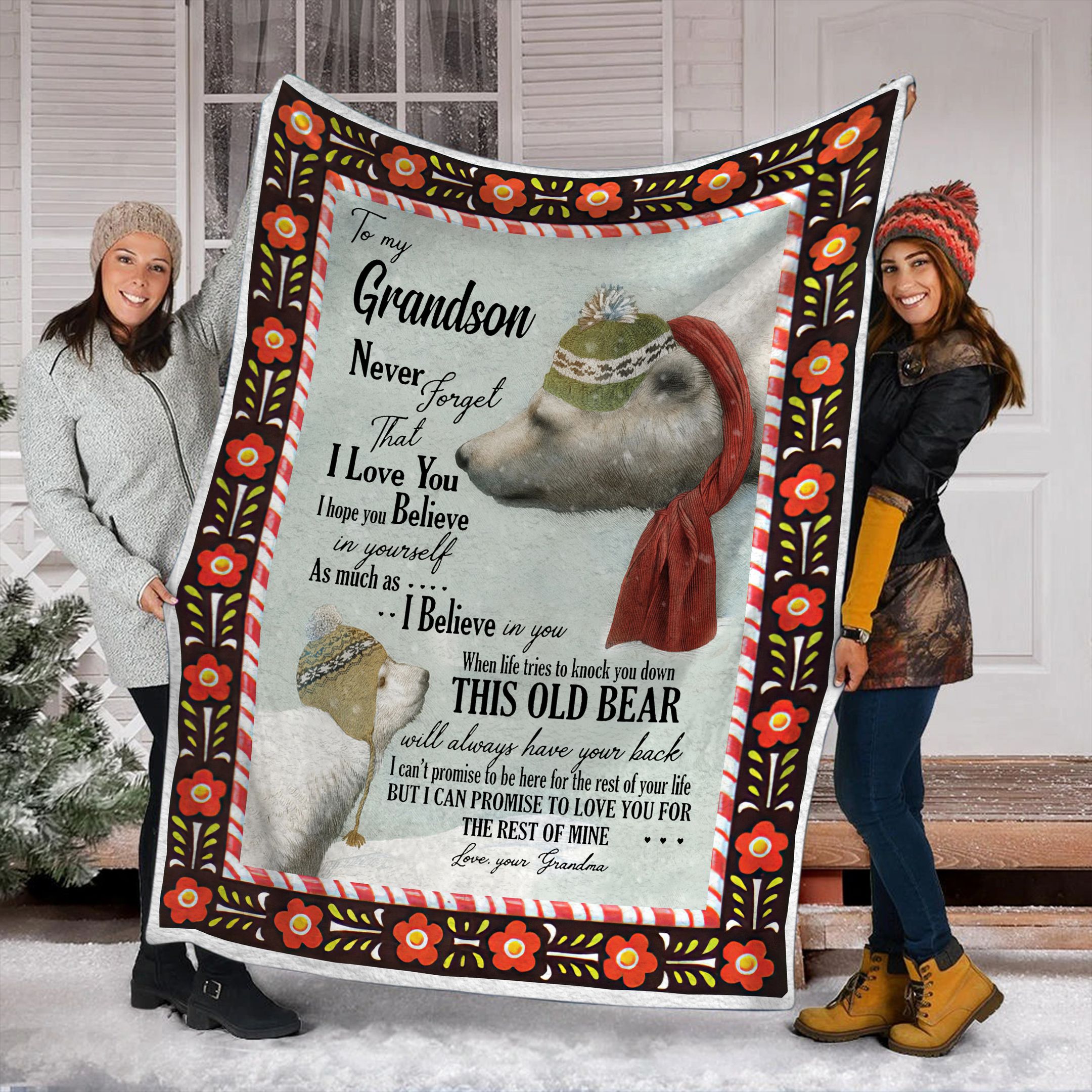 Bear To My Grandson Fleece Blanket