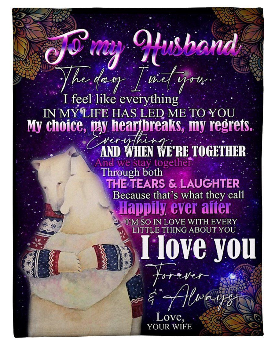 Bear To My Husband I’m So In Love With Every Little Things Fleece Blanket