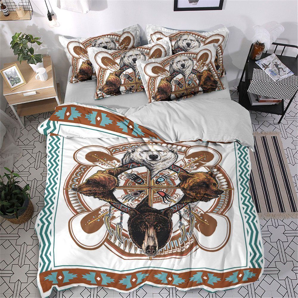 Bear Totem Native American Cotton Bed Sheets Spread Comforter Bedding Set