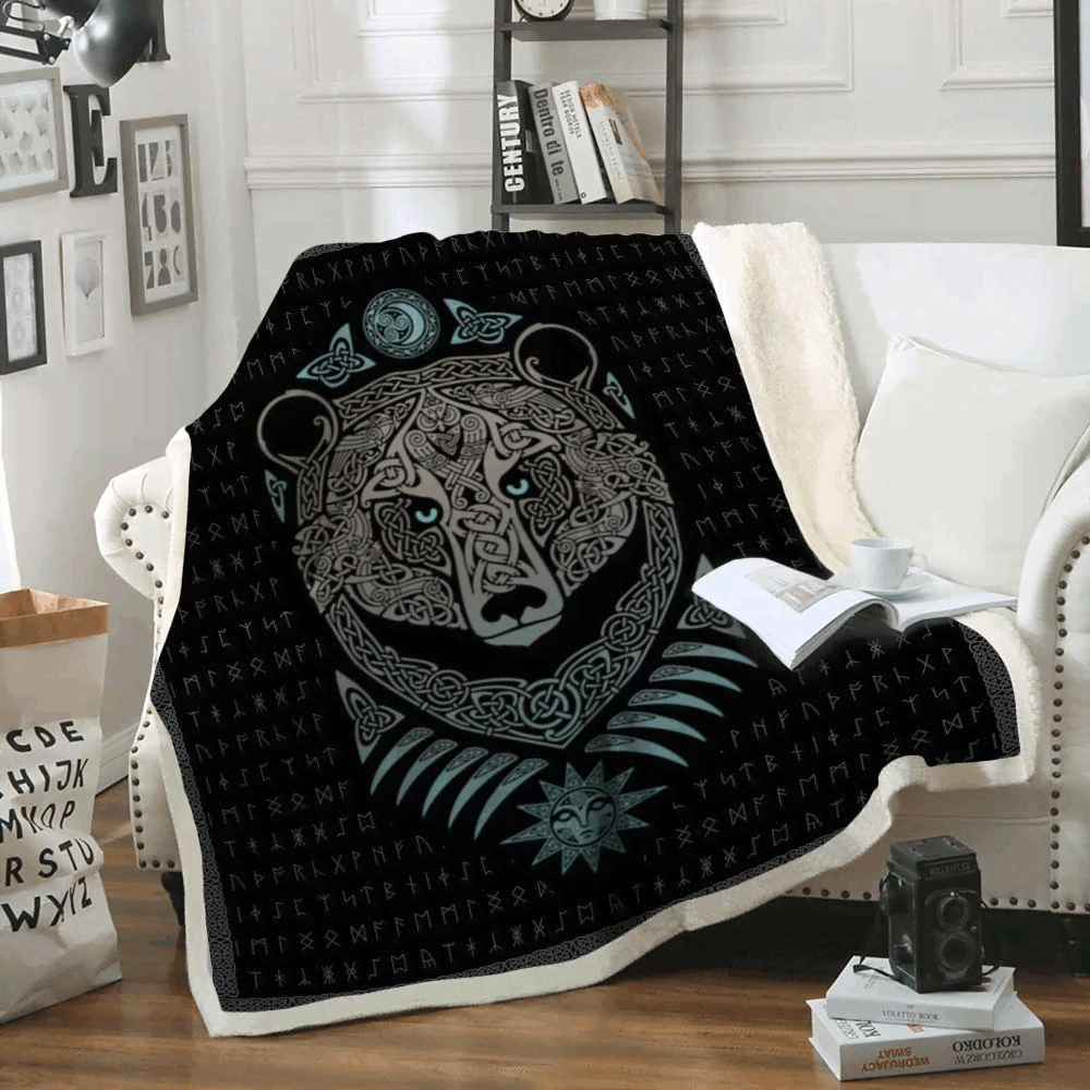 Bear Viking Sherpa Fleece Blanket