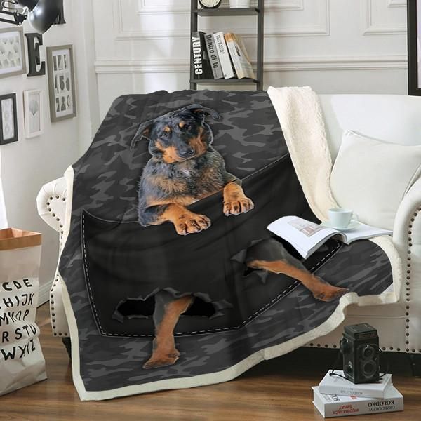 Beauceron Dog Pocket Sherpa Fleece Blanket