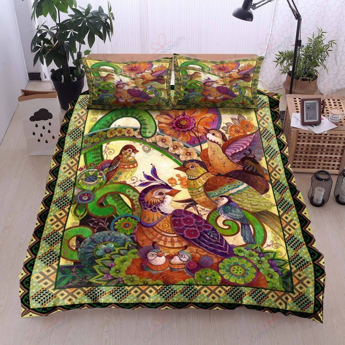 Beautiful Birds Garden Printed Bedding Set