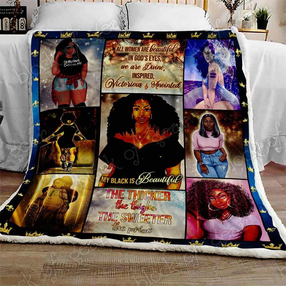 Beautiful Black Queens Plussize Fleece Blanket