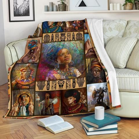 Beautiful Black Woman African Sherpa Fleece Blanket