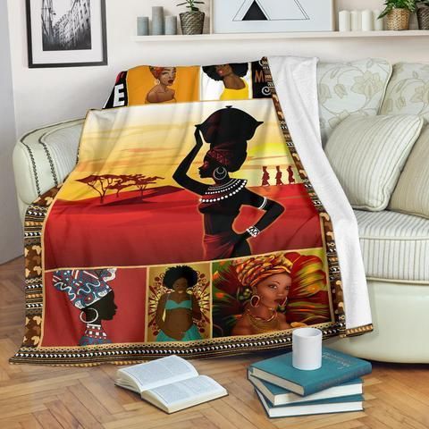 Beautiful Black Woman African Sherpa Fleece Blanket
