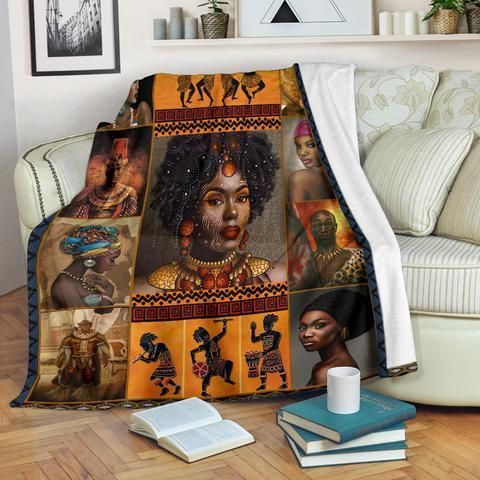 Beautiful Black Woman African Sherpa Fleece Blanket