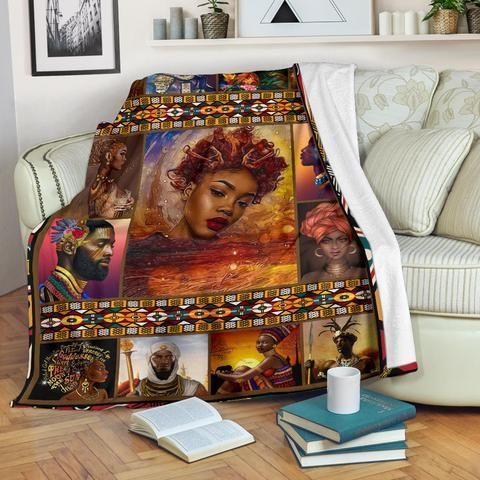 Beautiful Black Woman African Sherpa Fleece Blanket