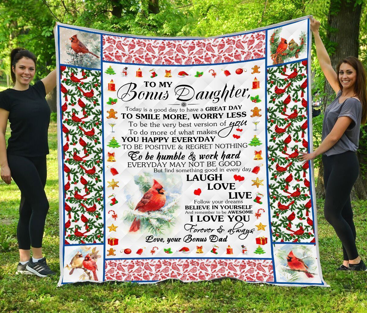 Beautiful Bonus Daughter I Love You Sherpa Fleece Blanket