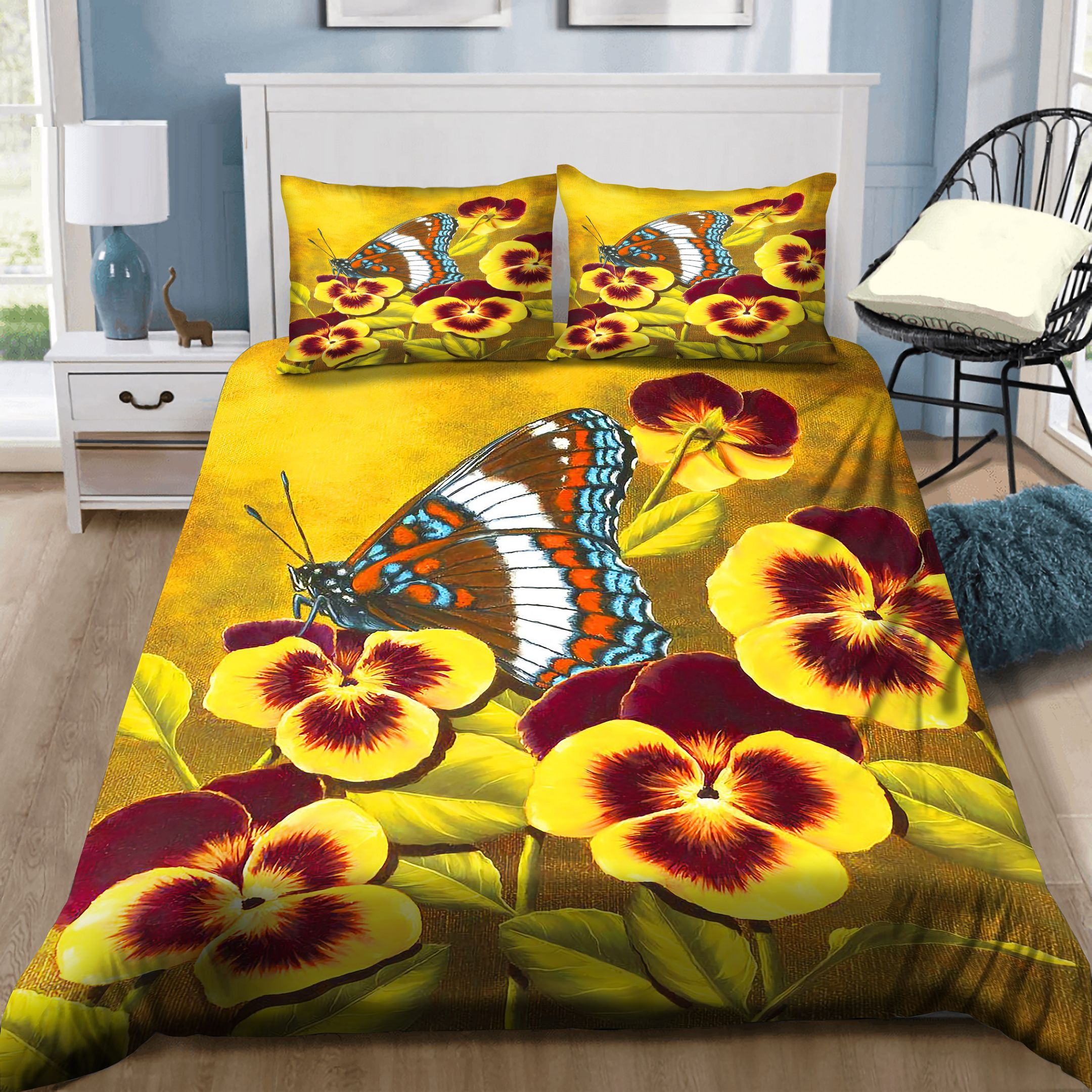 Beautiful Butterfly And Flowers Bedding Set