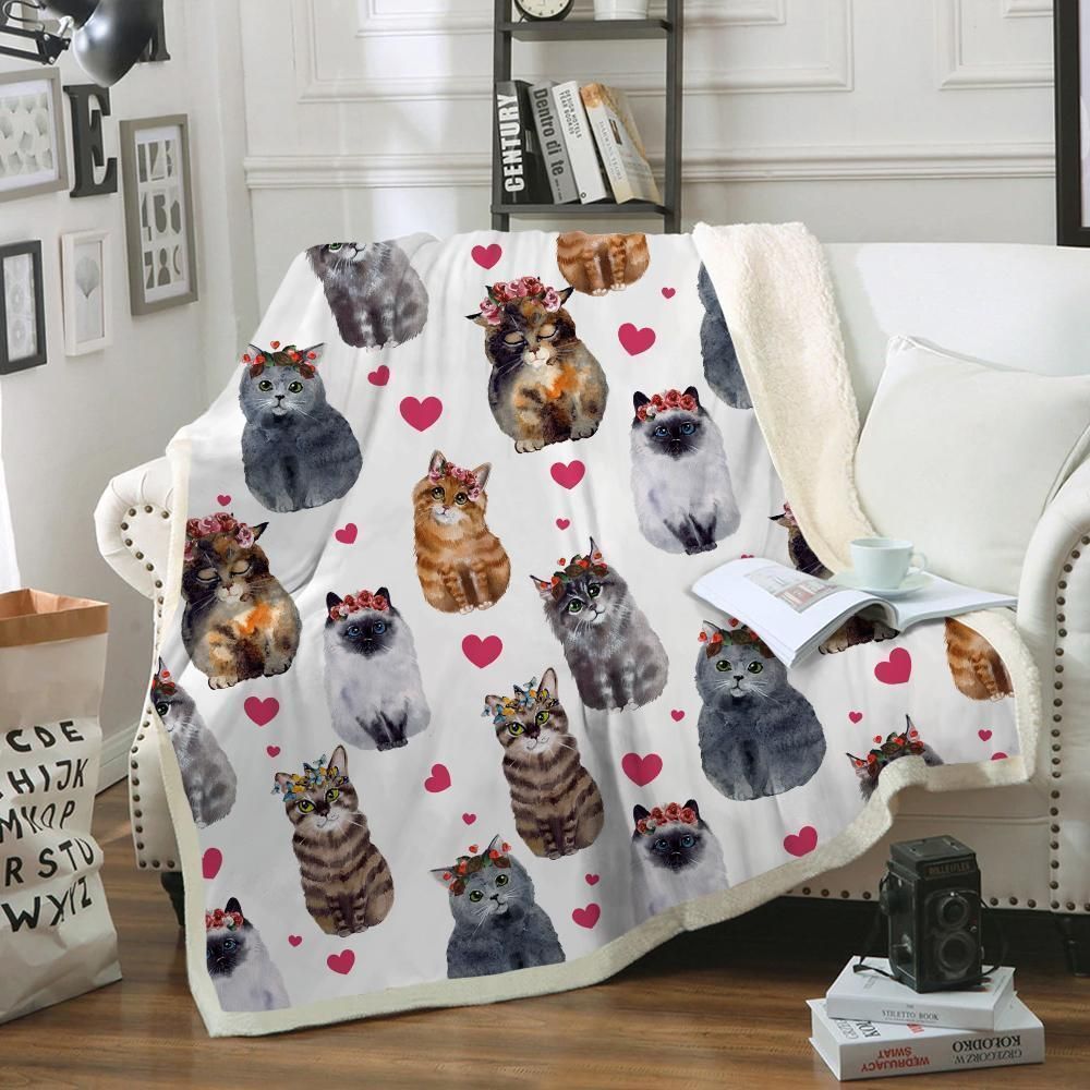 Beautiful Cat Sherpa Fleece Blanket