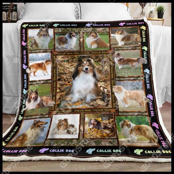 Beautiful Collie Dog Sherpa Fleece Blanket