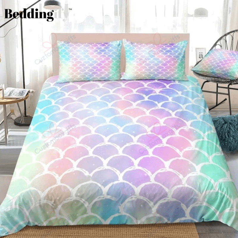 Beautiful Colorful Mermaid Scale Bedding Set