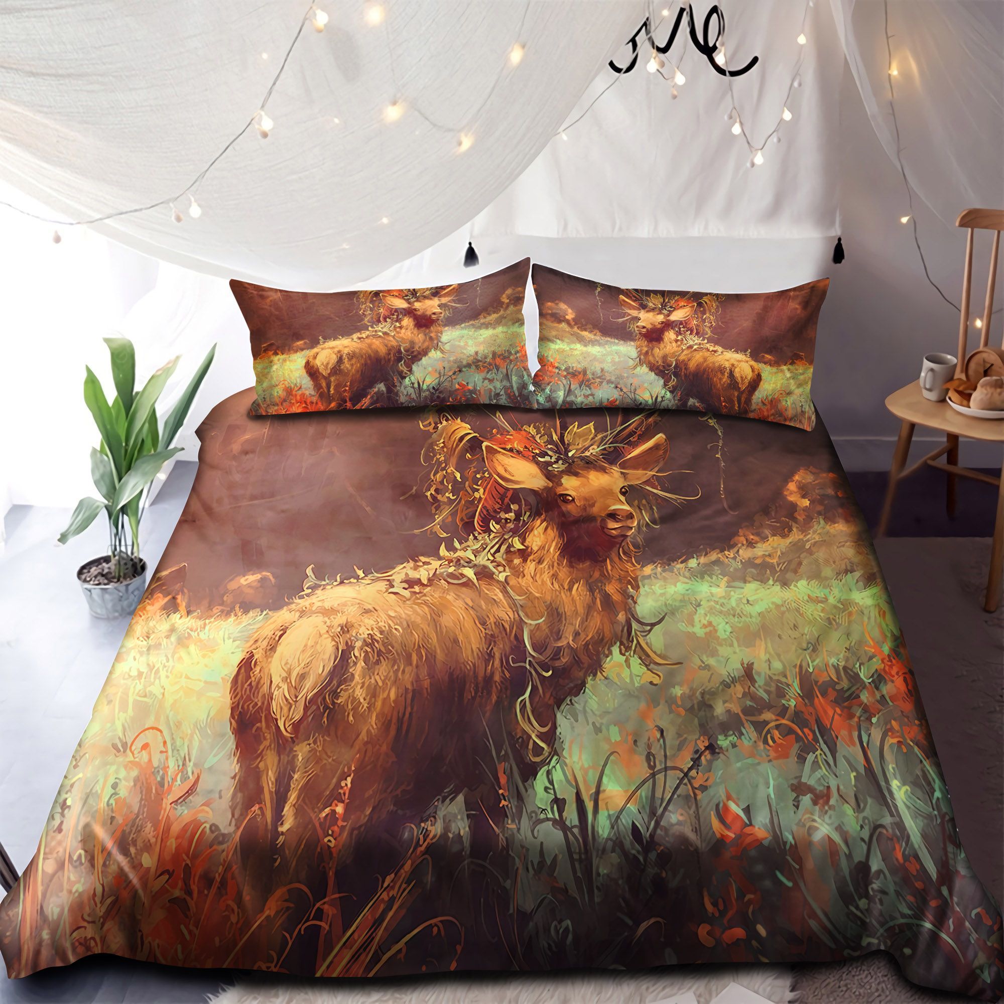 Beautiful Deer In Forest Bedding Set