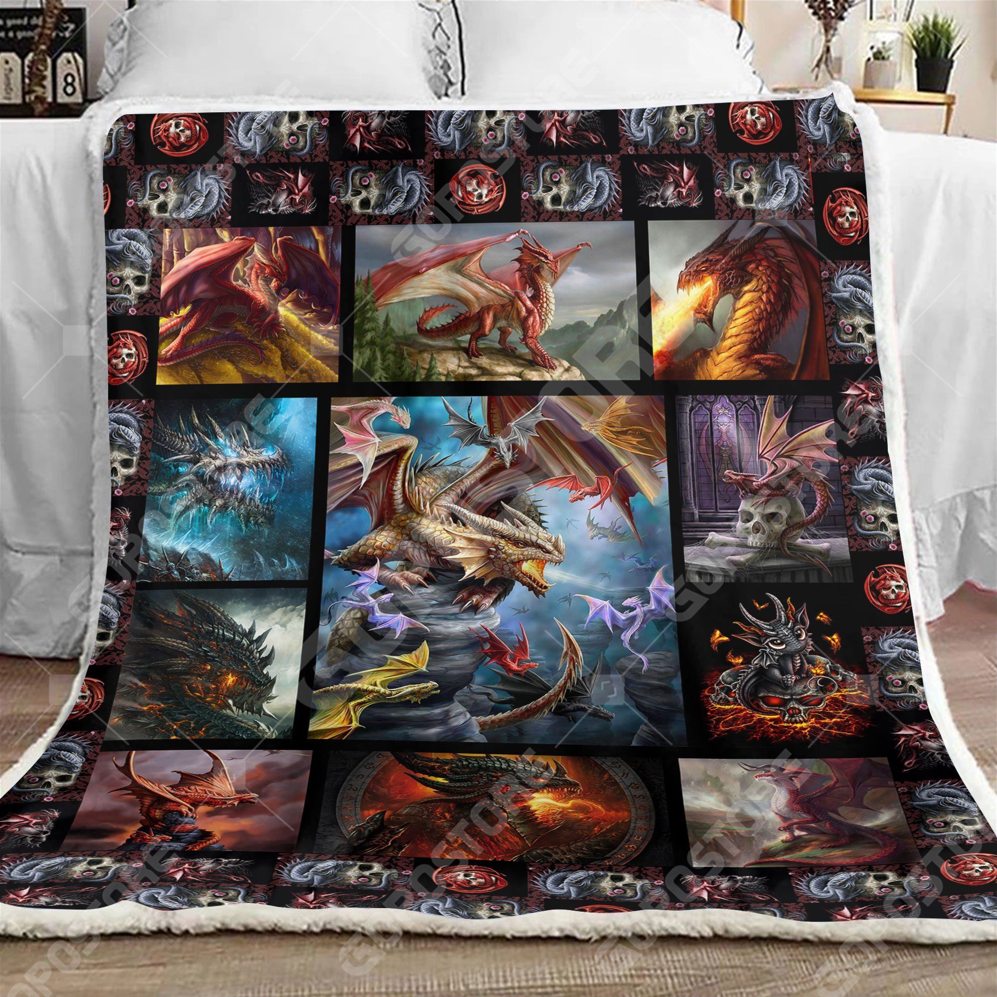 Beautiful Dragon Sherpa Fleece Blanket