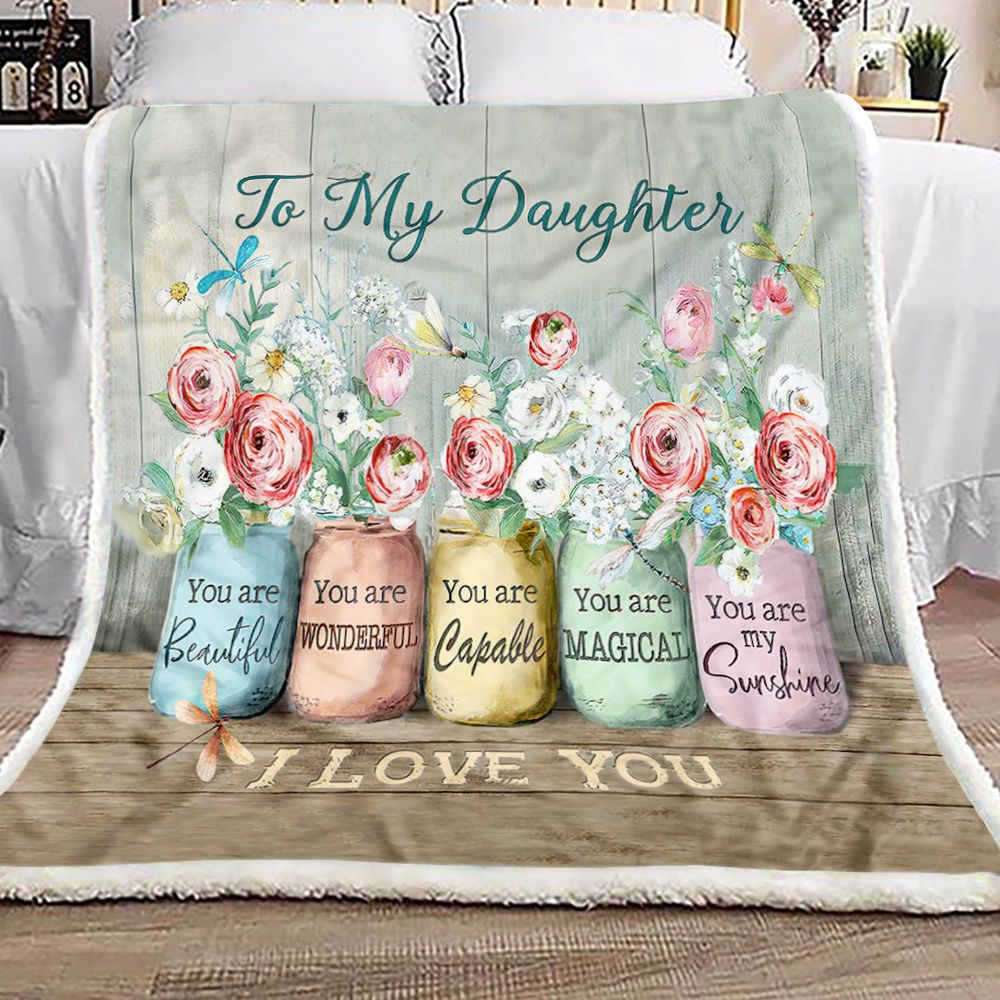 Beautiful Dragonfly Canvas To My Daughter Fleece Blanket