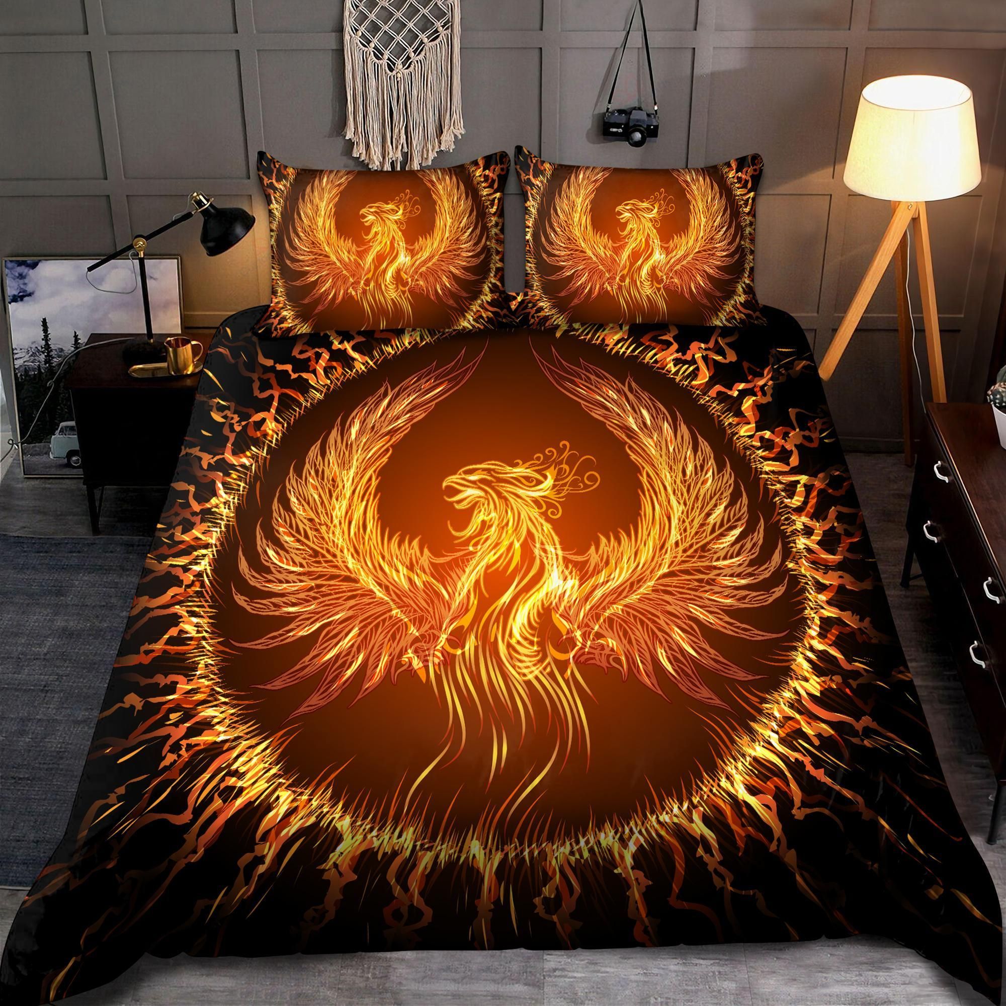 Beautiful Fire Circle Phoenix Bedding Set