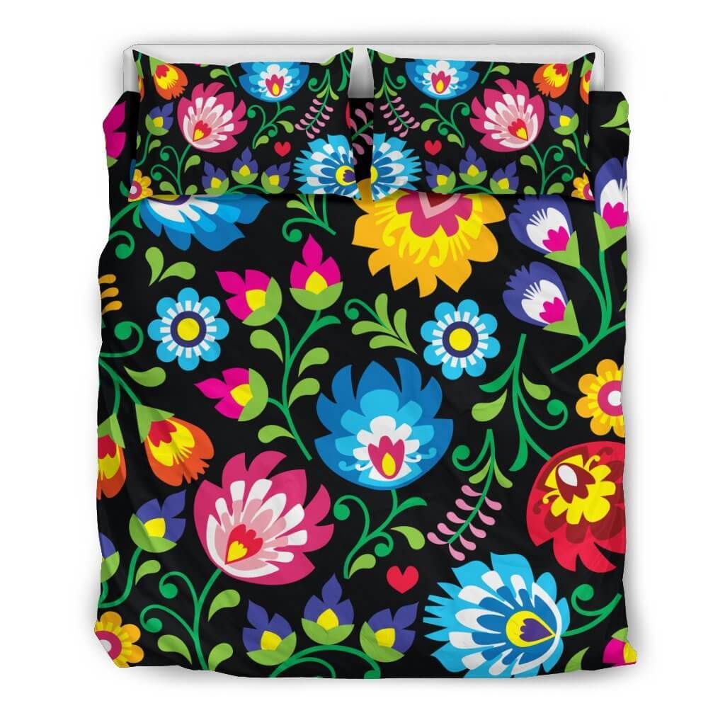 Beautiful Floral In Black Bedding Set