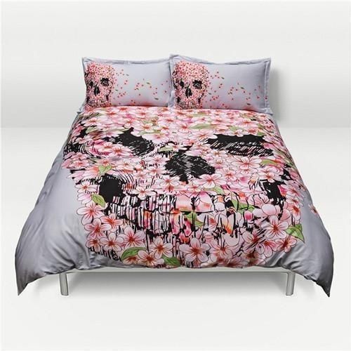 Beautiful Floral Skull 3d Printed Bedding Set