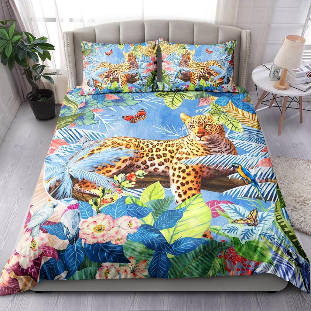 Beautiful Flowers Leopard Bedding Set