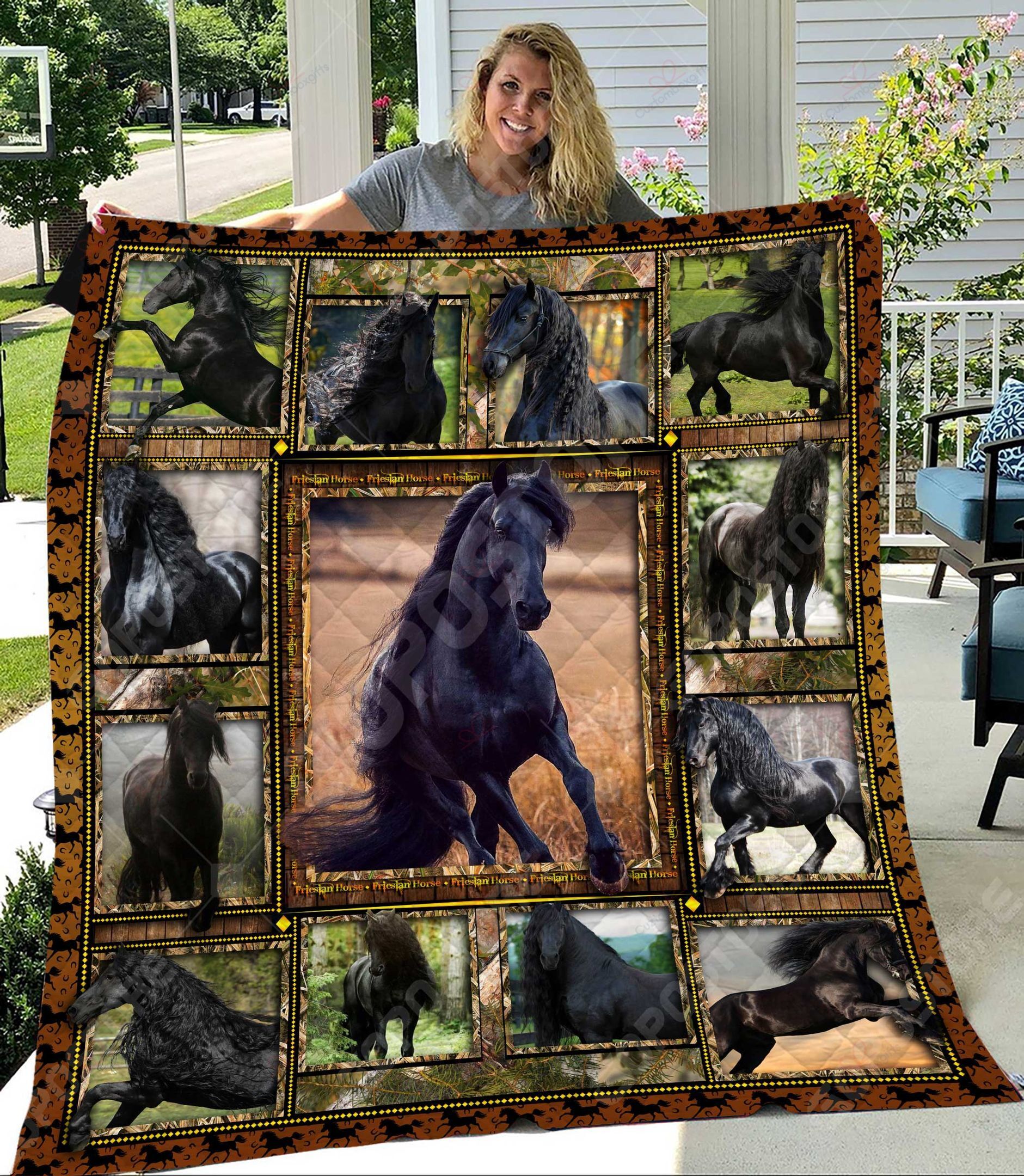Beautiful Friesian Horse NC0709033CL Quilt Blanket