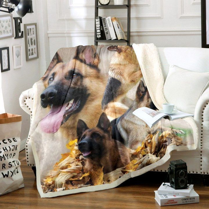 Beautiful German Shepherd Sherpa Fleece Blanket