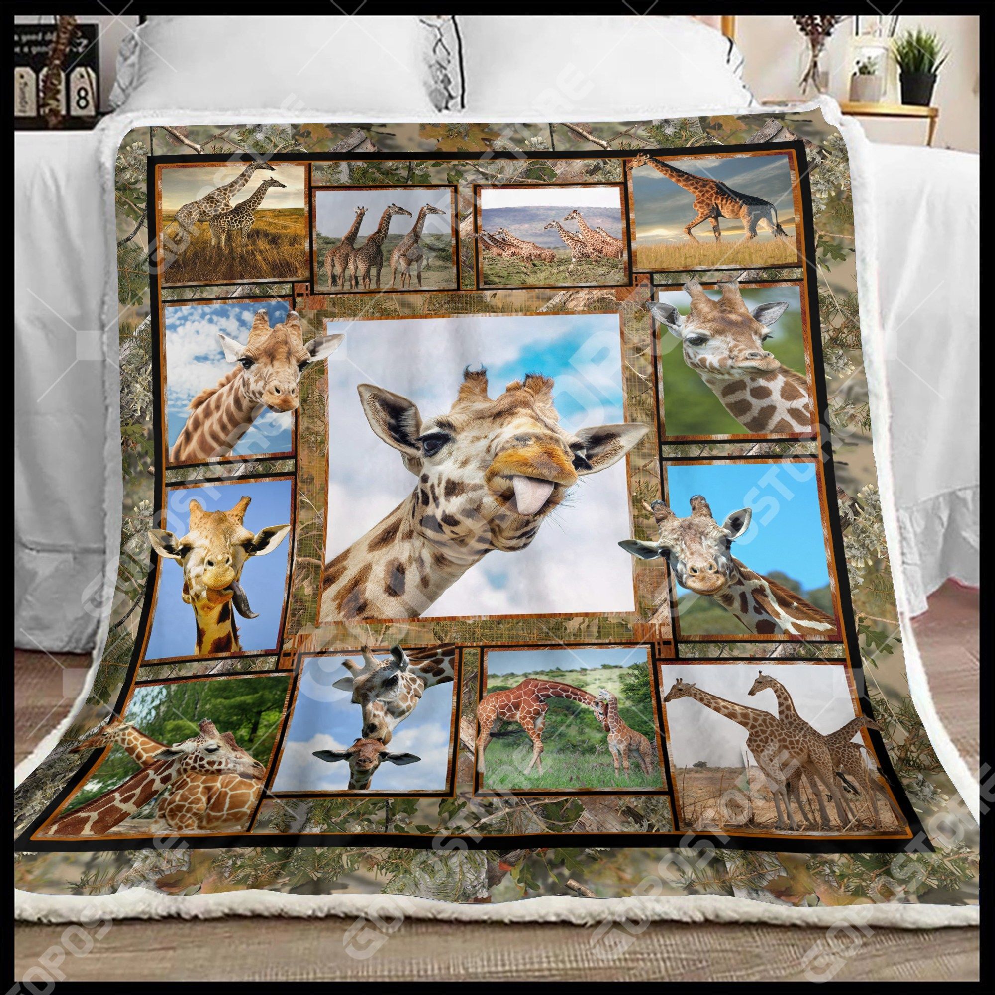 Beautiful Giraffe Sherpa Fleece Blanket