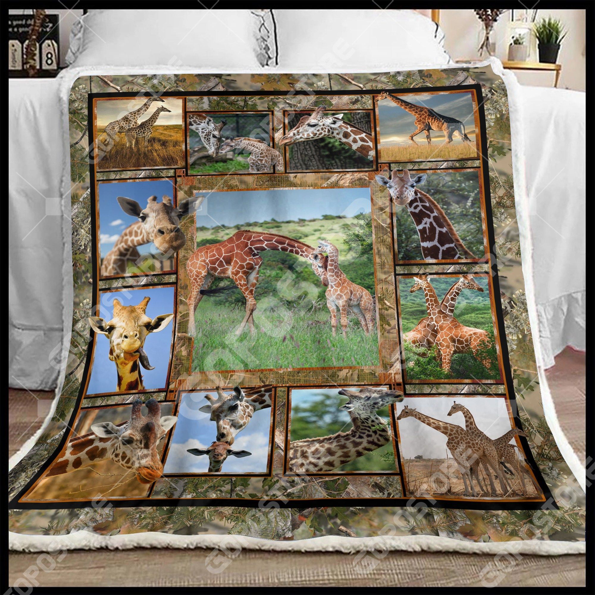 Beautiful Giraffe Sherpa Fleece Blanket