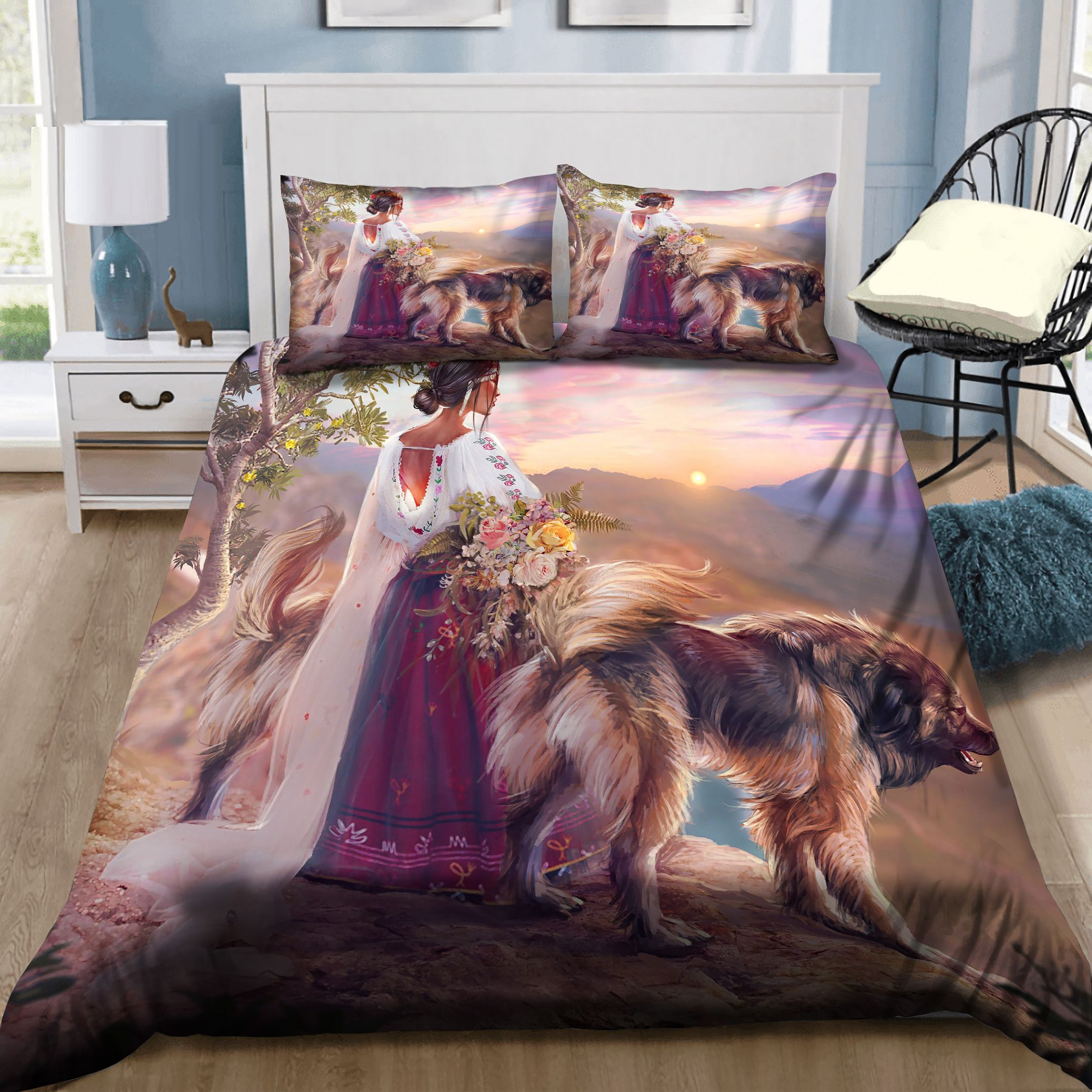 Beautiful Girl And Fox Bedding Set