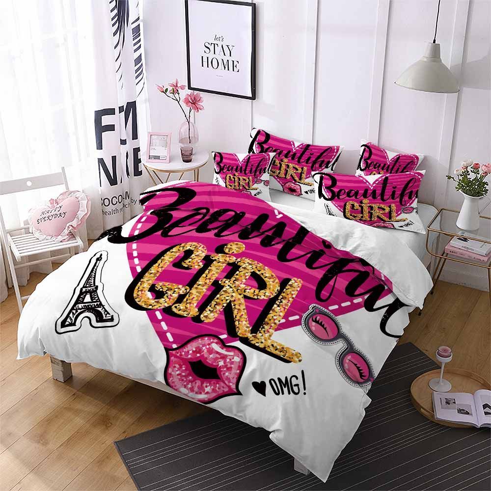 Beautiful Girl Mouth Pattern Printed Bedding Set