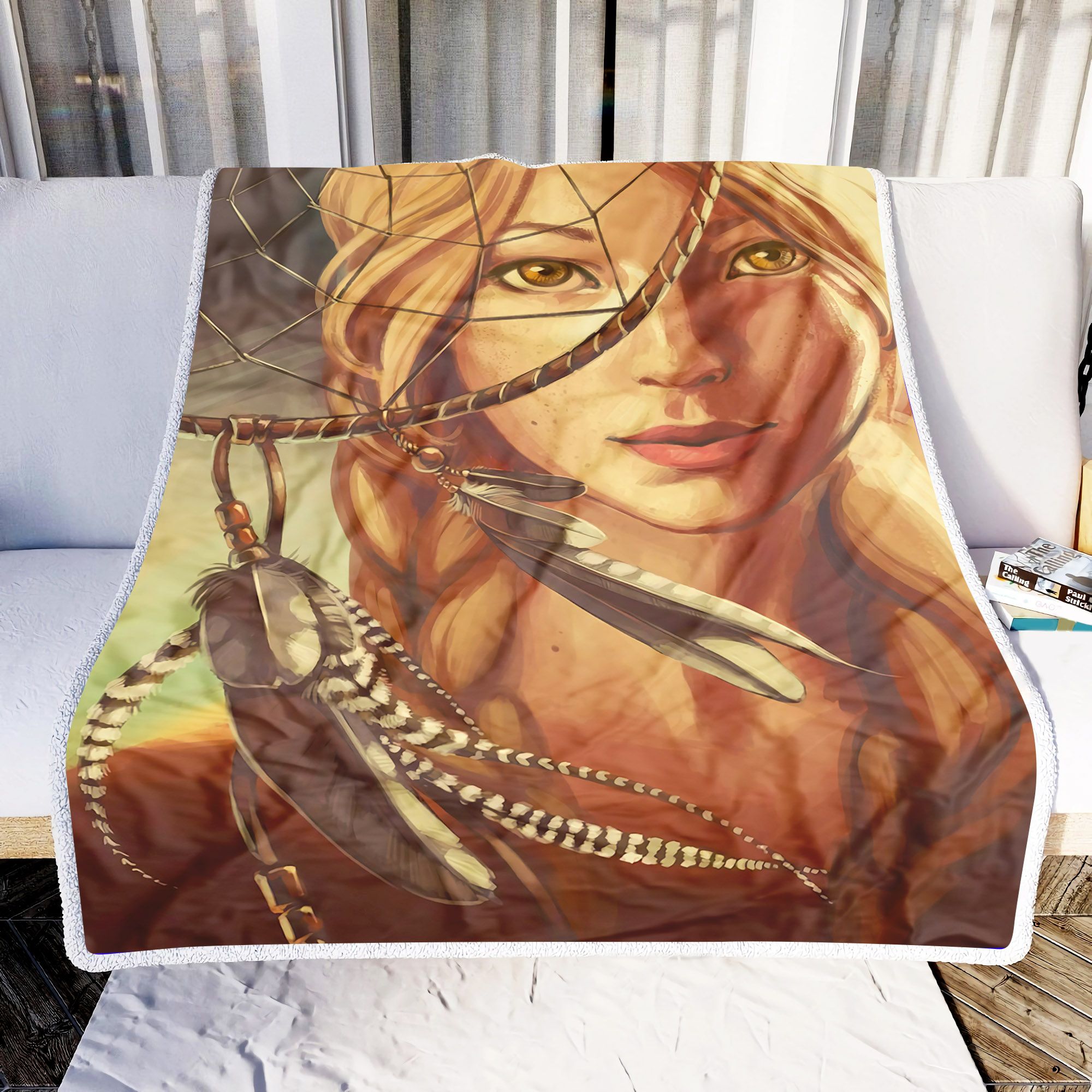 Beautiful Girl With Dream Catcher Fleece Blanket