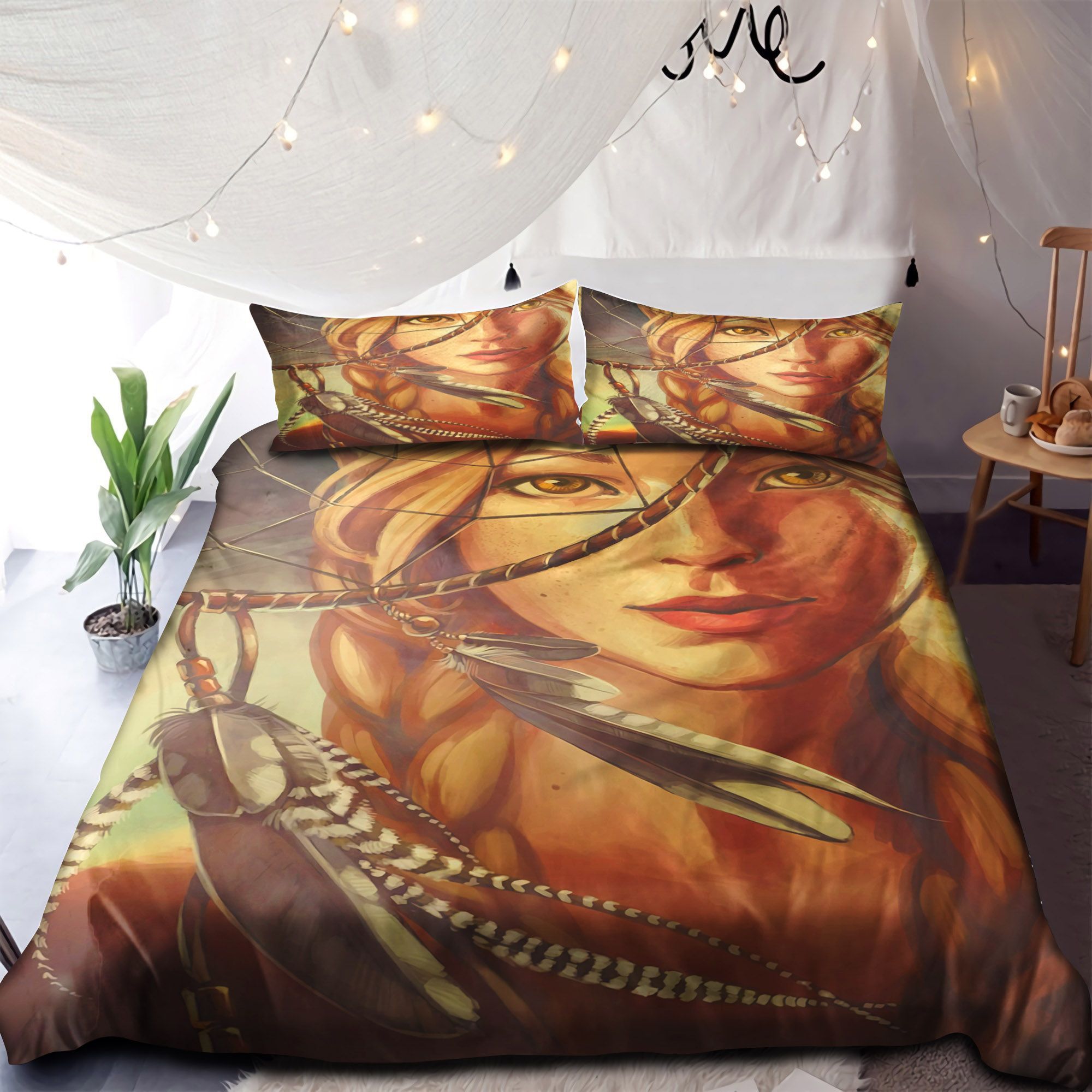 Beautiful Girl With Dream Catcher Bedding Set