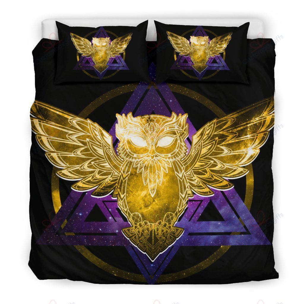 Beautiful Gold Owl Printed Bedding Set