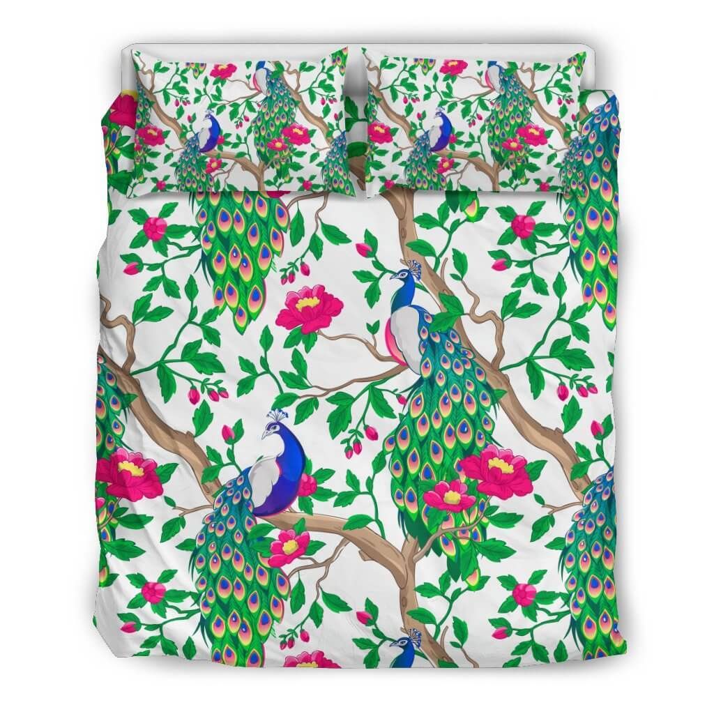 Beautiful Green Peacock Bedding Set