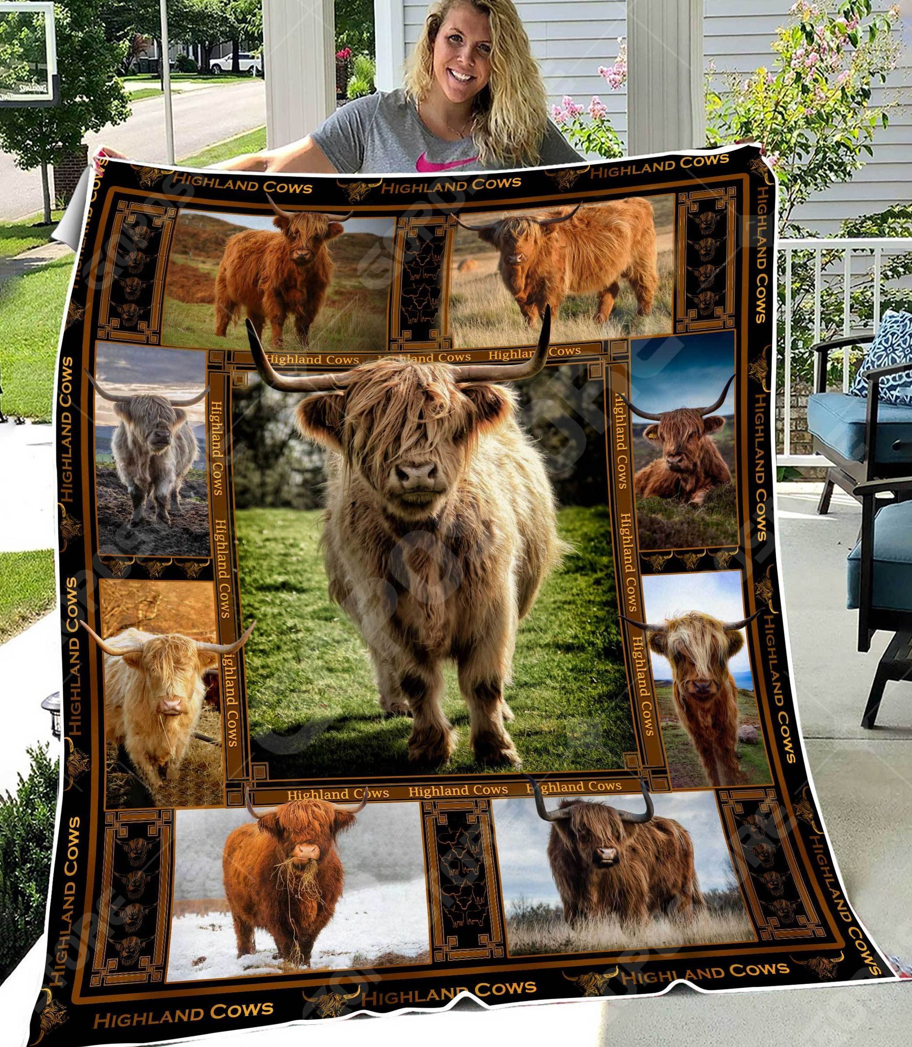 Beautiful Highland Cattle Sherpa Fleece Blanket