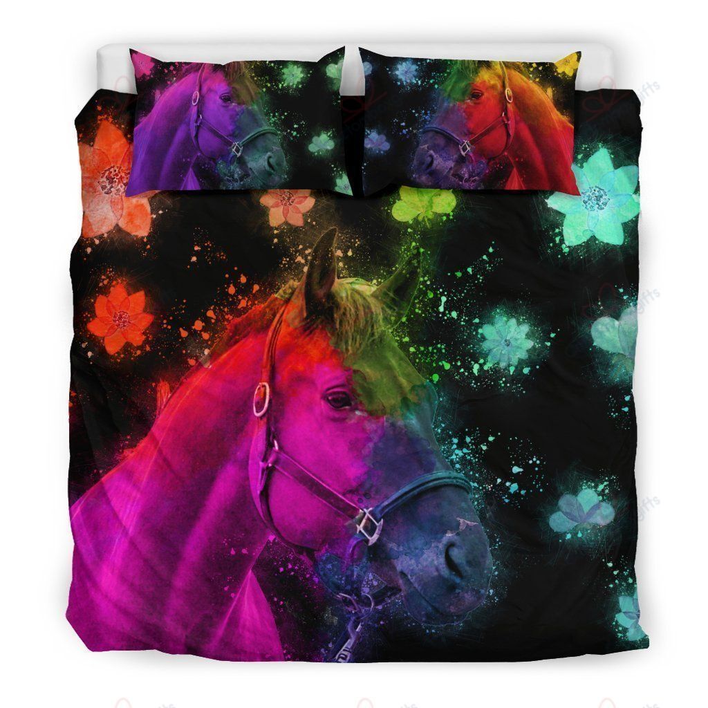 Beautiful Horse With Flowers Bedding Set