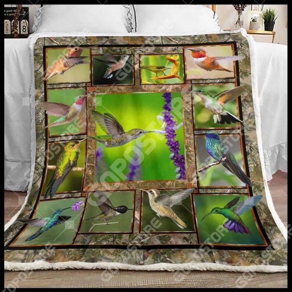 Beautiful Hummingbird Sherpa Fleece Blanket