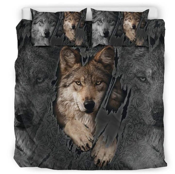 Beautiful Imagine Art Print Face Of Wolf Printed Bedding Set