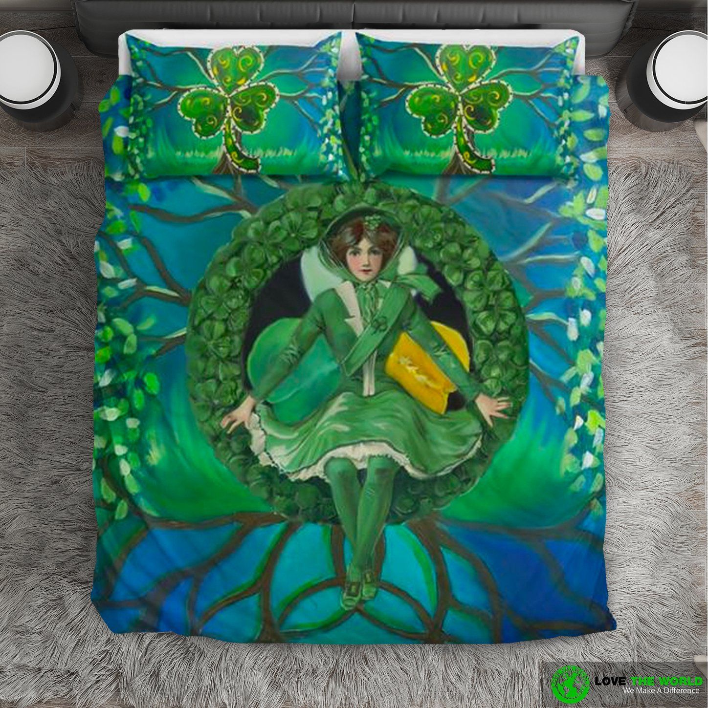 Beautiful Irish Girl Shamrock St. Patrick’s Day Bedding Set