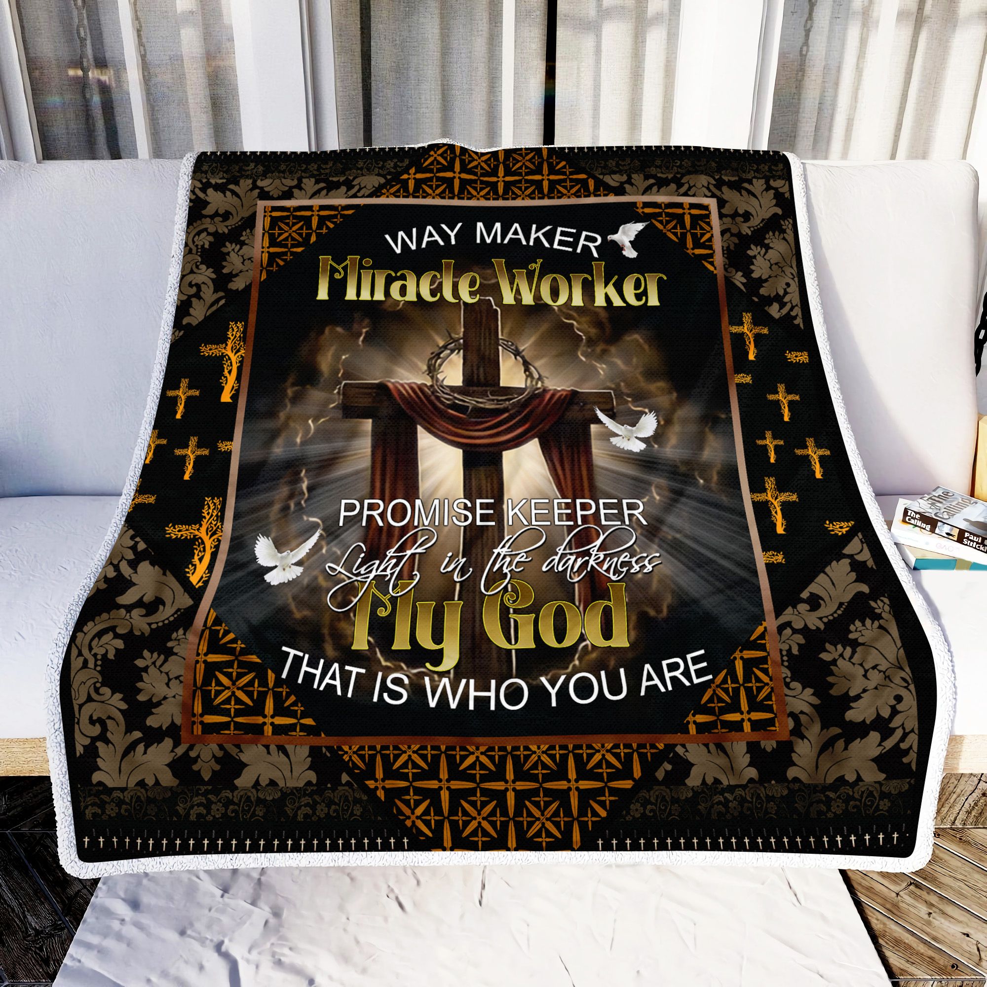 Beautiful Jesus Cross Fleece Blanket