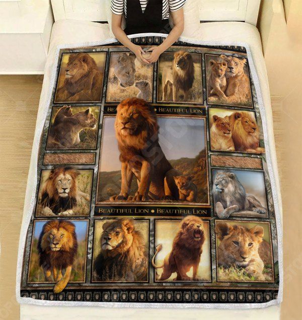 Beautiful Lion Sherpa Fleece Blanket