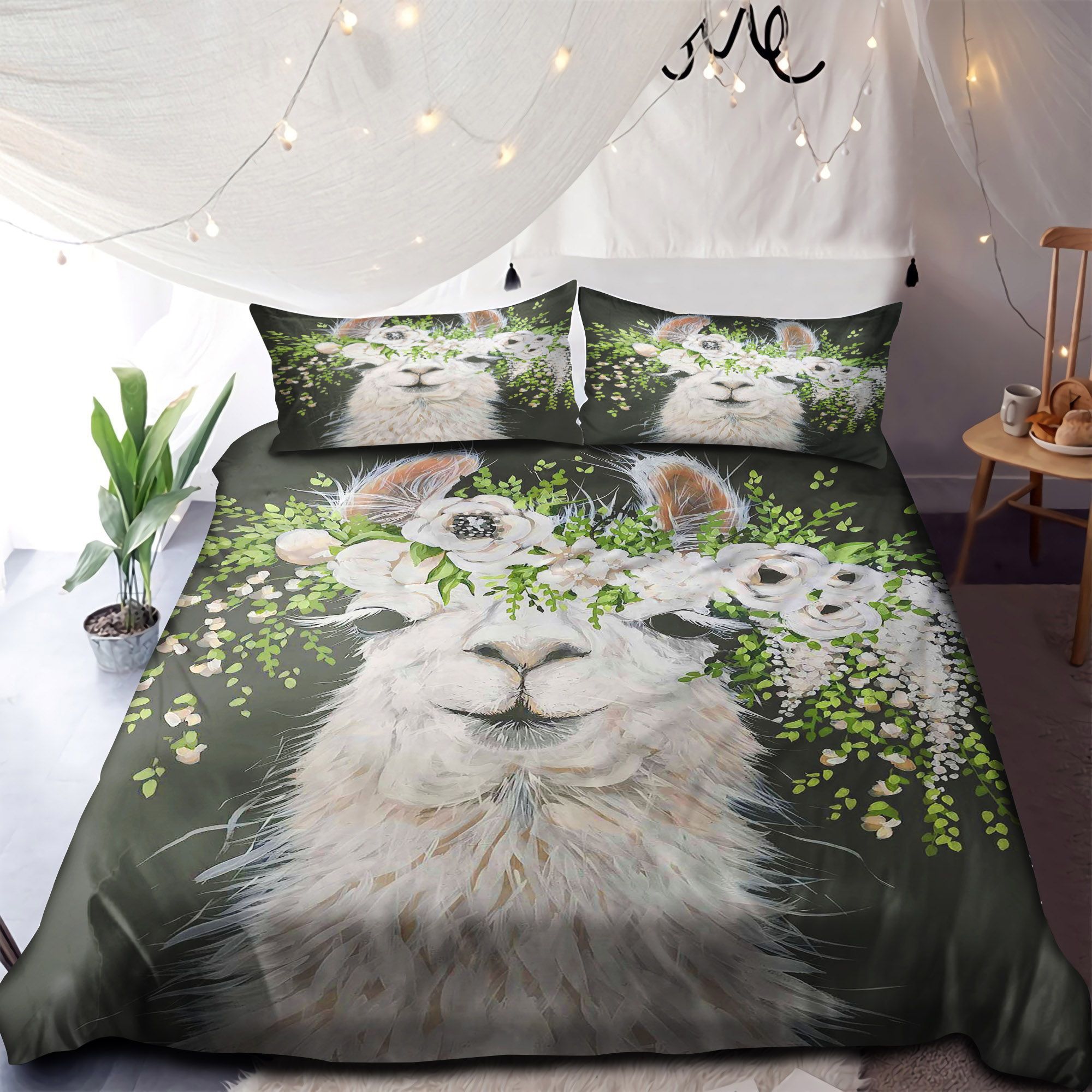 Beautiful Llama Flowers Bedding Set